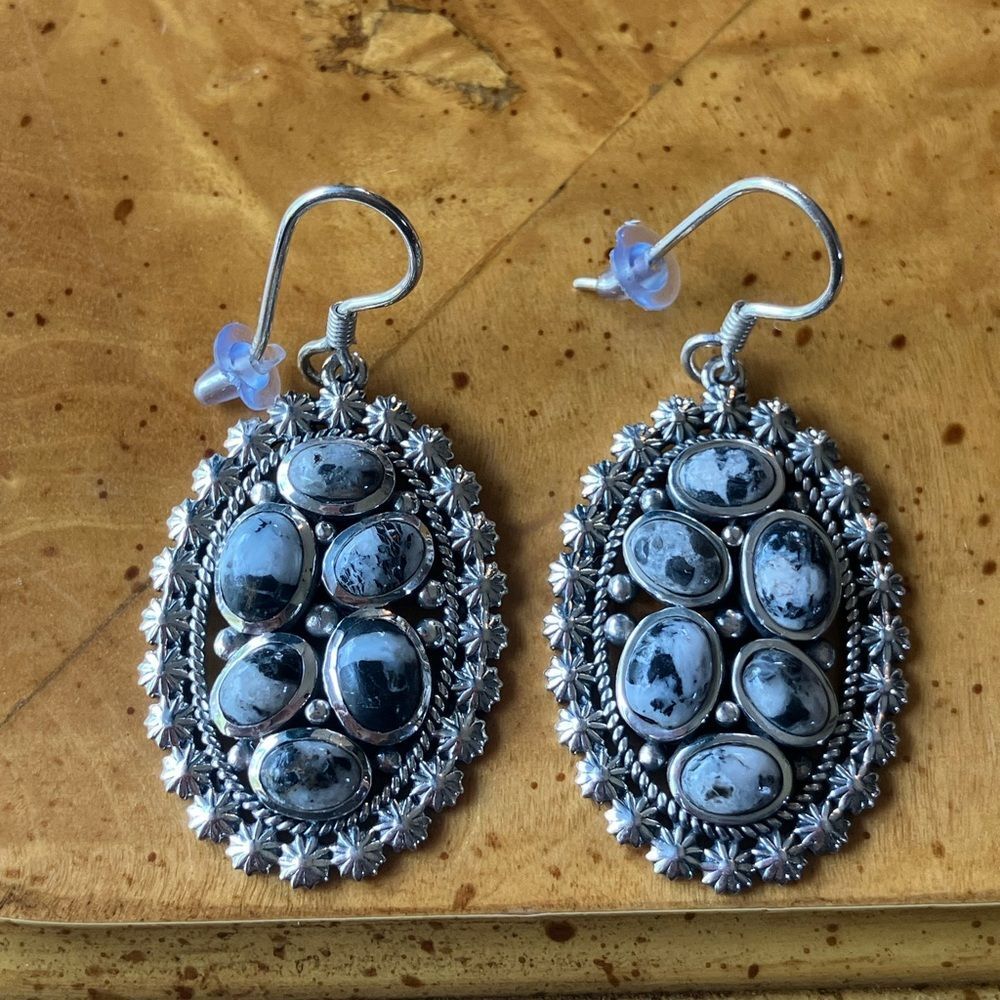 White Buffalo Sterling Silver Dangle Earrings